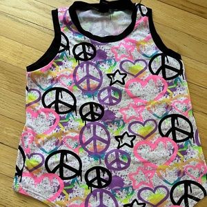 Pixie Lane Girls Rainbow Graffiti Splatter Heats Stars Peace Signs Tank Size 7
